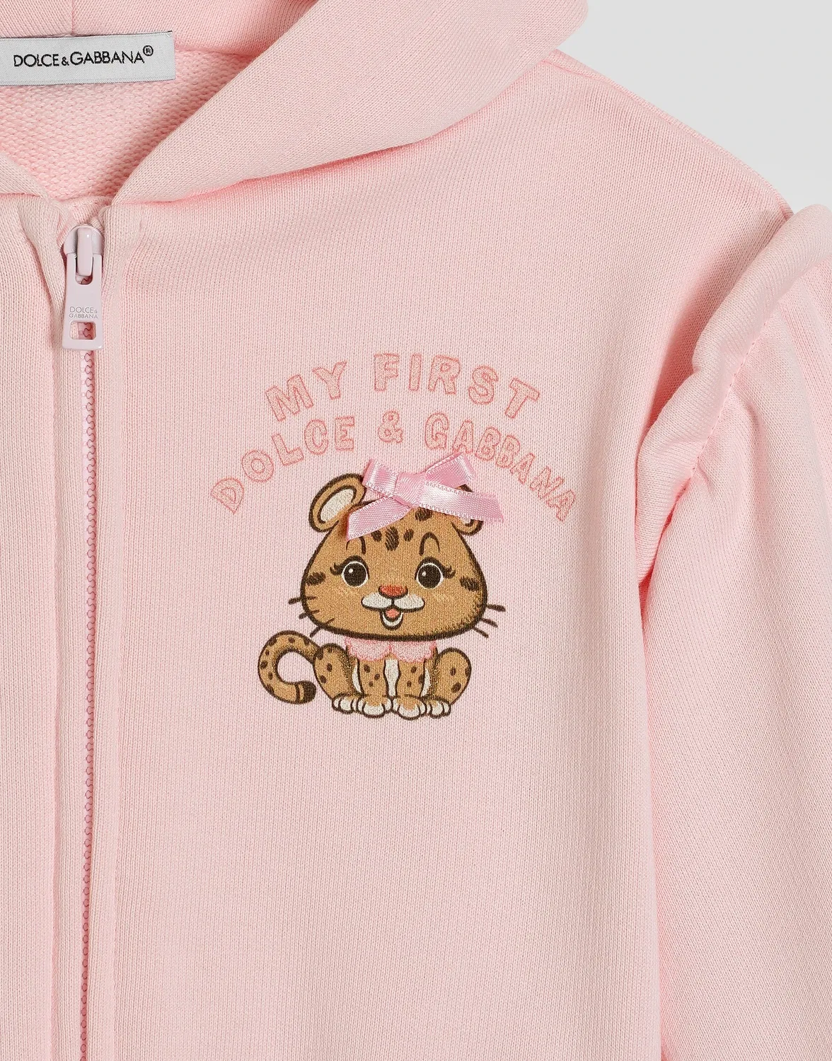 Толстовка с капюшоном с леопардовым принтом и бантом Dolce & Gabbana, розовый — фото 4