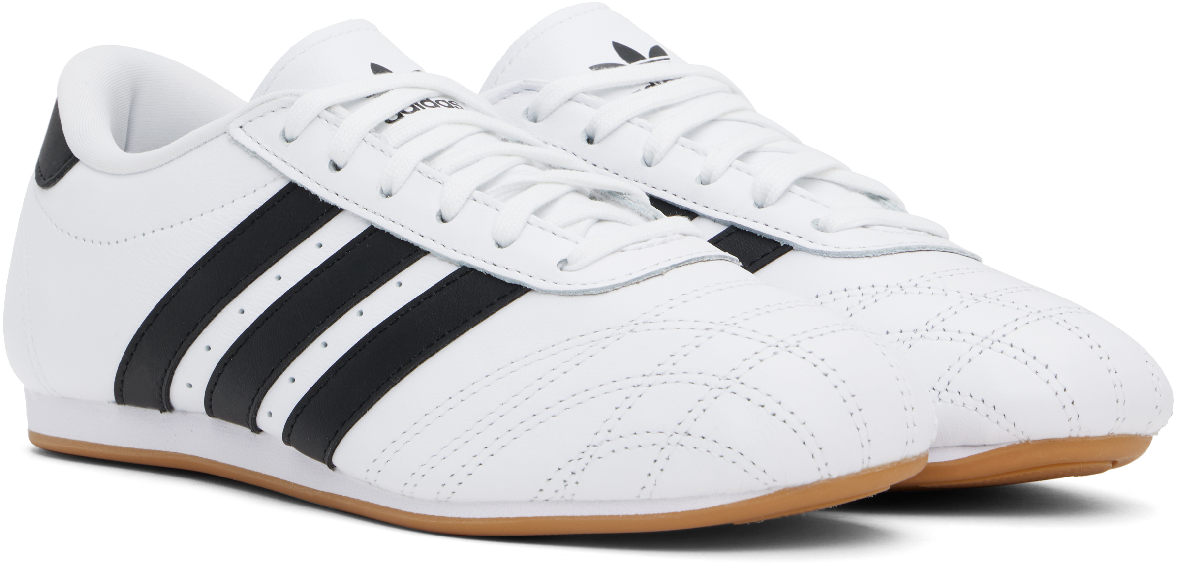 Бело-черные кроссовки для тхэквондо на шнуровке Adidas Originals, Cloud white/Core black/Gum — фото 4