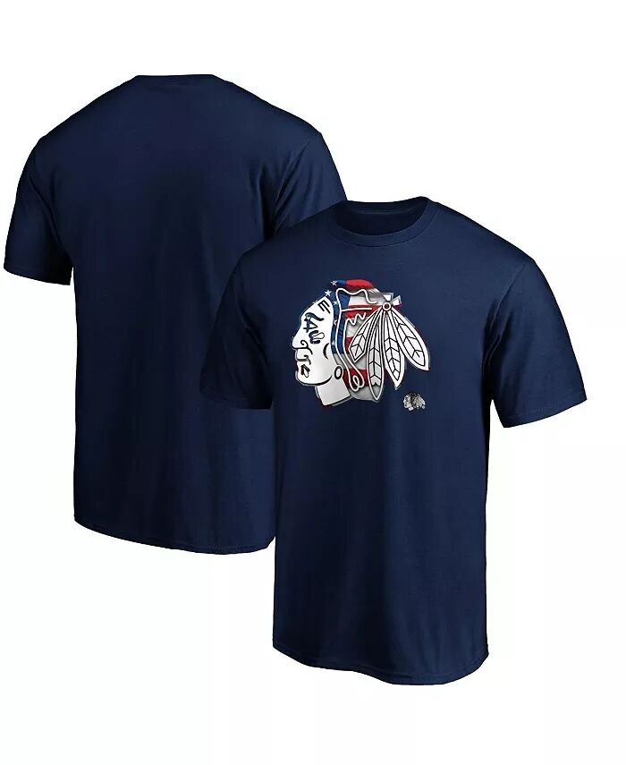 

Мужская темно-синяя футболка с логотипом Chicago Blackhawks Banner Wave Fanatics