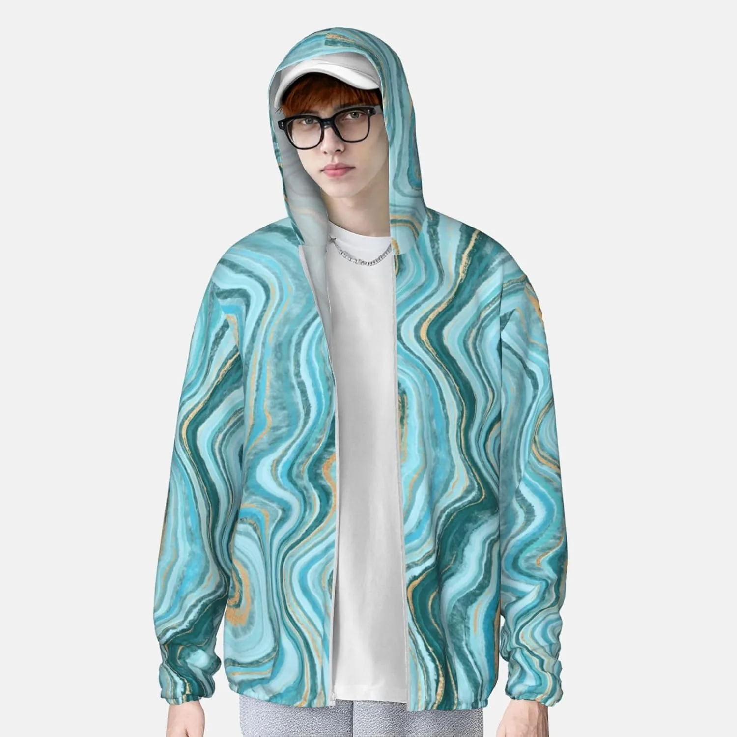Капюшон Stone Abstract с защитой от солнца, спортивная куртка на молнии для мужчин и женщин — фото 2