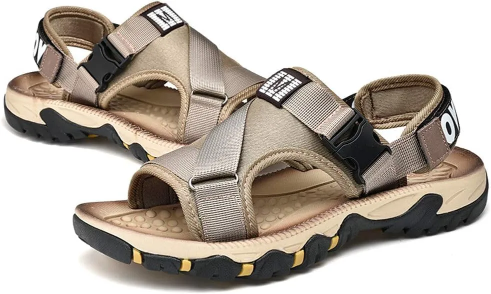 Летние уличные сандалии Asifn Men Fashion с лентами, спортивные походные удобные тапочки, водонепроницаемые, прохладные, дышащие, песочные обувь, хаки — фото 2