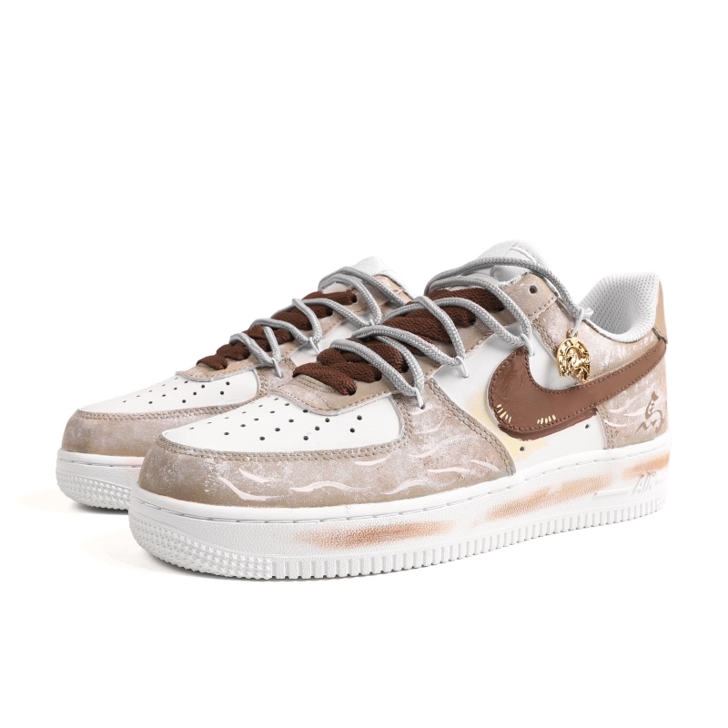 Nike Кроссовки для скейтбординга Air Force 1 Golden Spear And Iron Horse Cow Leather Low top Unisex Brown — фото 4