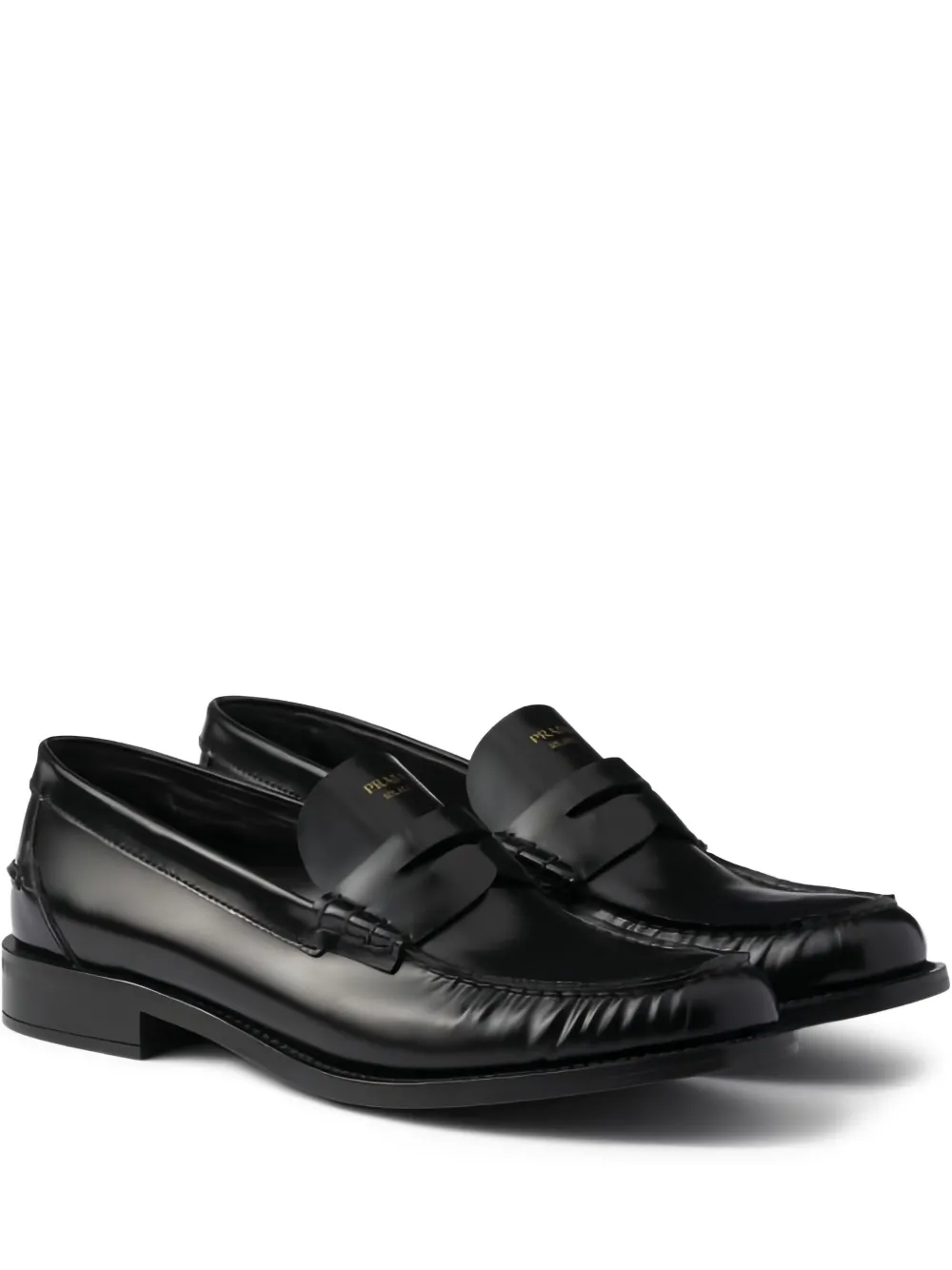 Кожаные лоферы с ремешком для пенни Prada, черный