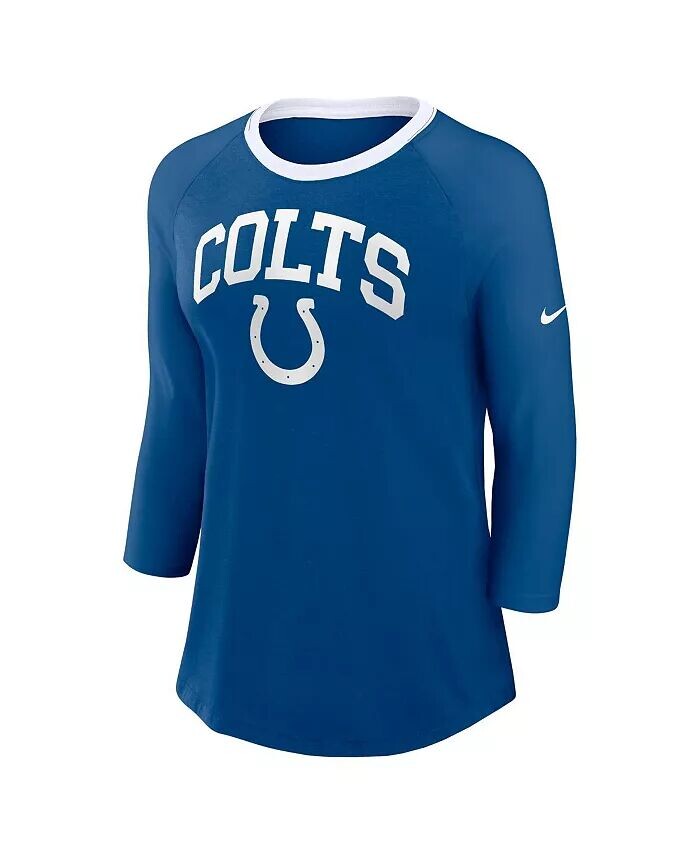 Женская футболка Royal Indianapolis Colts реглан с рукавом 3/4 Nike, синий — фото 2