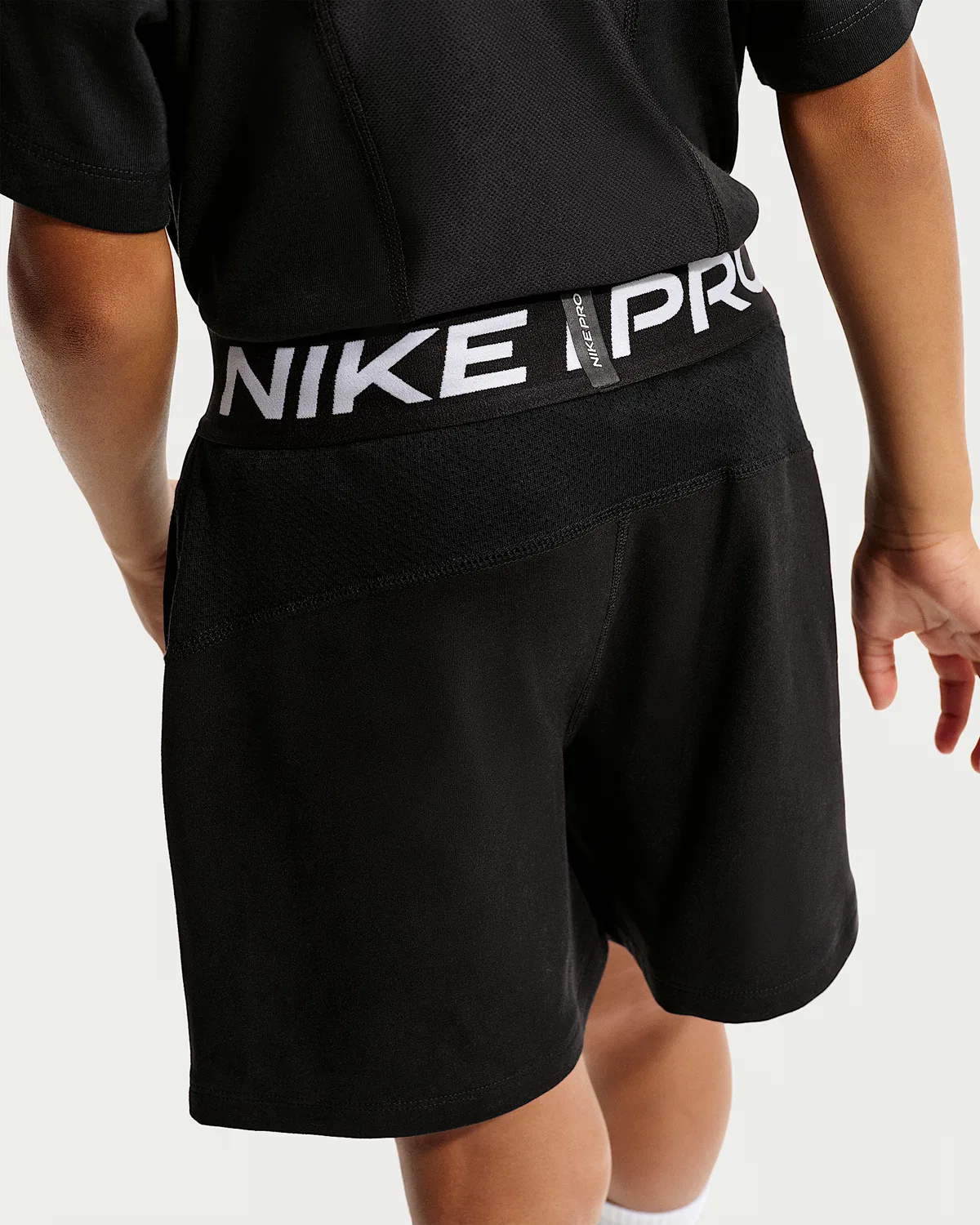 Детские (мальчиковые) шорты Nike Pro Dri-FIT из флиса, Black/White/White — фото 3