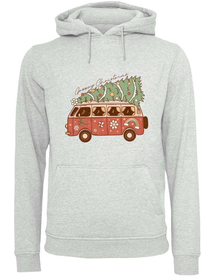 

Пуловер F4NT4STIC Hoodie Groovy Christmas Camper Van, пятнистый серый