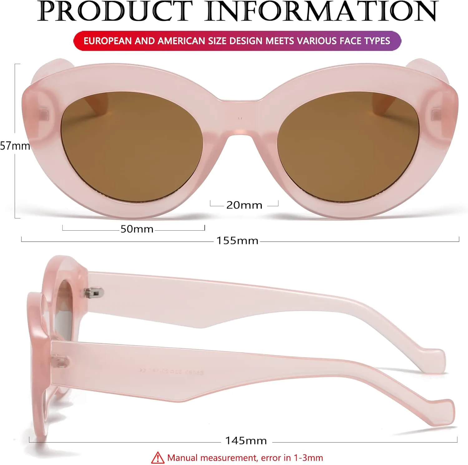 

Солнцезащитные очки AIEYEZO Oversized Cat Eye для женщин, милые овальные очки в толстой оправе в стиле «кошачий глаз», стильные ретро-очки, 2 Set (Black + Pink)