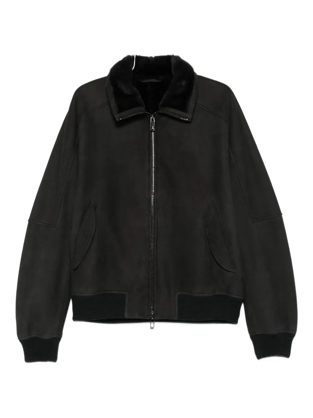 

Куртка на молнии с меховым воротником EMPORIO ARMANI, серый