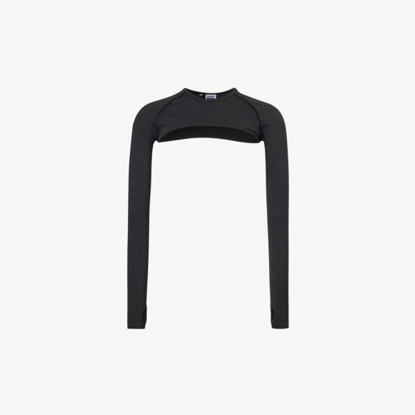 

Плечевая рубашка из эластичного джерси vital seamless с логотипом Gymshark, черный