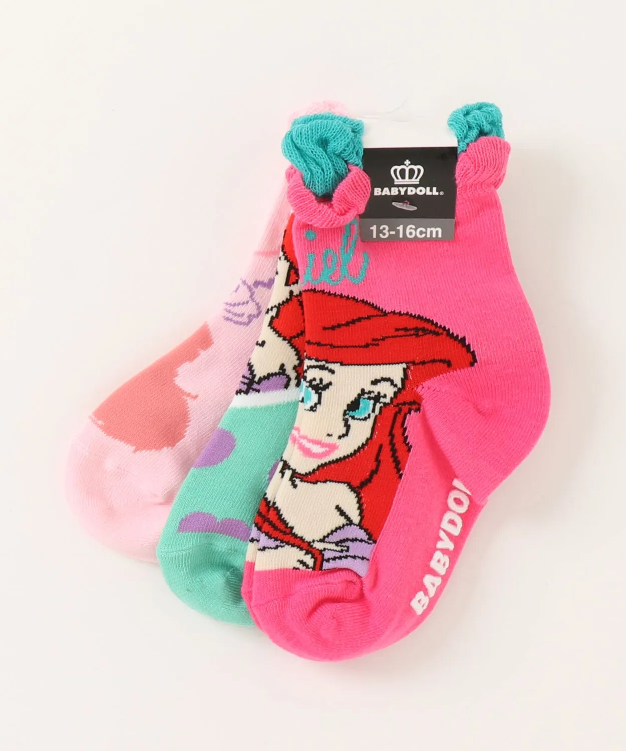 Носки детские Disney Princess crew socks набор 3 пары, 13-16 см, разноцветный
