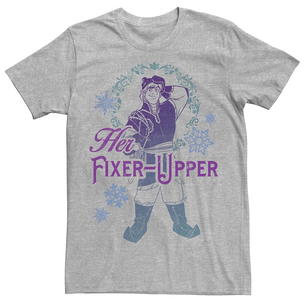 

Мужская футболка с градиентным портретом Disney's Frozen Kristoff "Her Fixer-Upper", цвет Athletic Heather