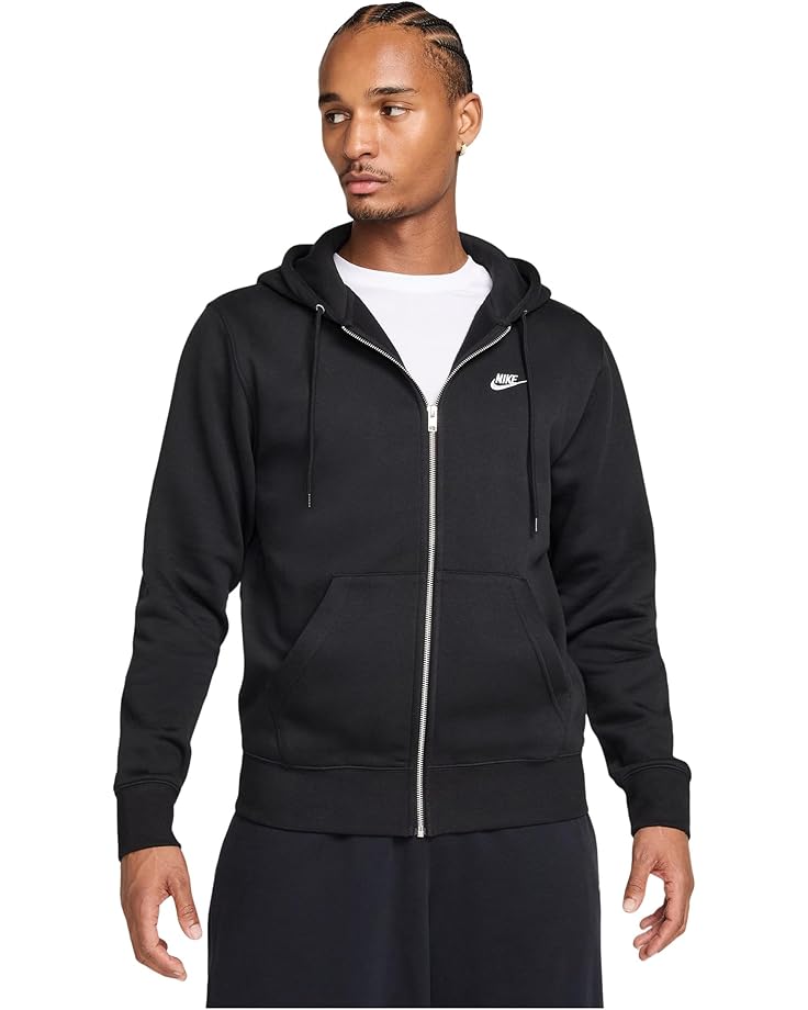 

Худи Nike Club Full-zip Fleece Hoodie, цвет Black/Black/White