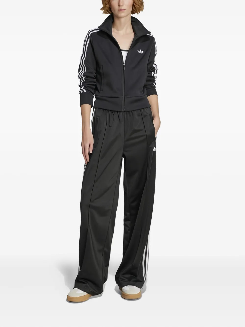 Трековая куртка на молнии с полосками Adidas, черный — фото 2