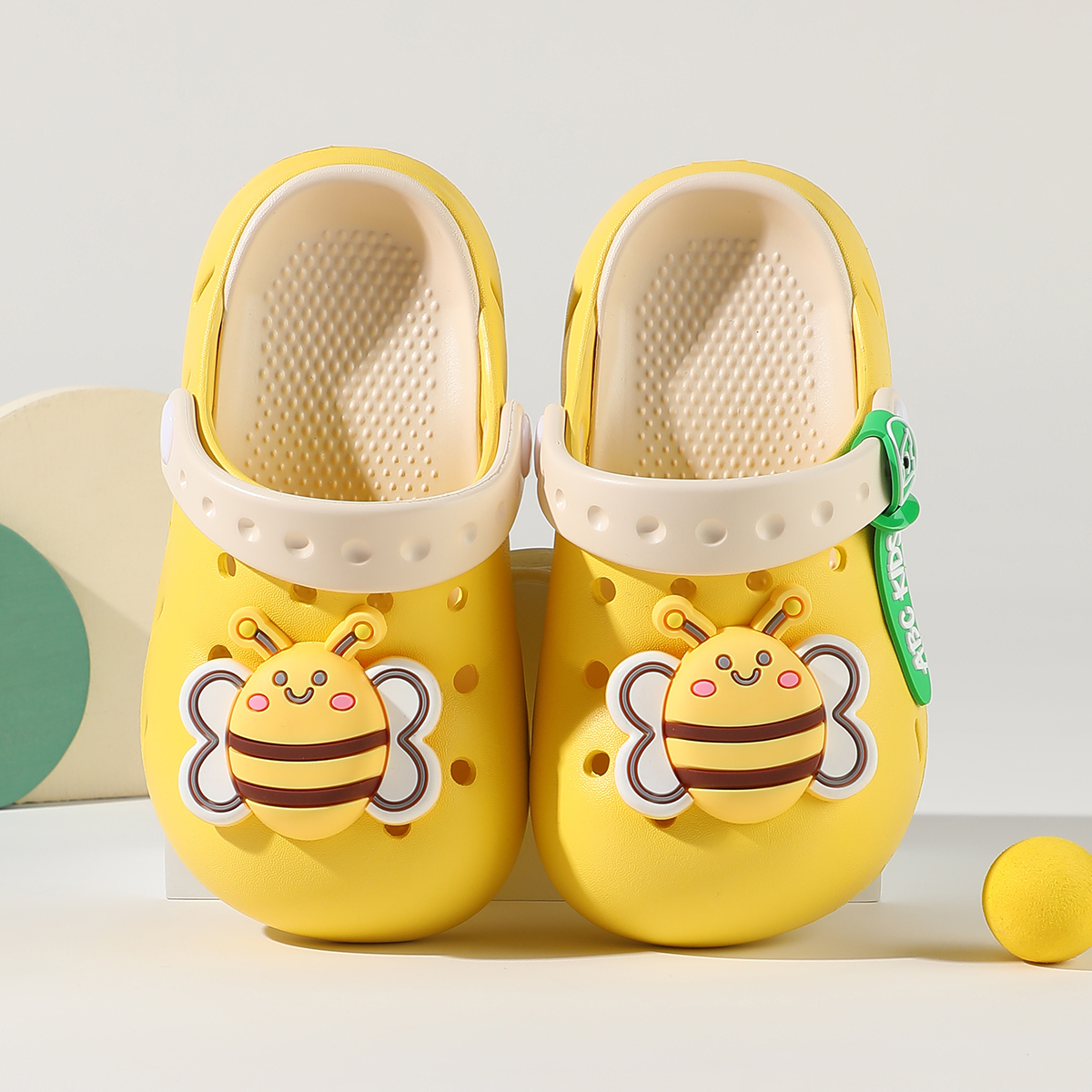 Детские тапочки Clogs Anti Kick, устойчивые к истиранию, легкие, с амортизацией ABC KIDS, бежевый/хаки — фото 4