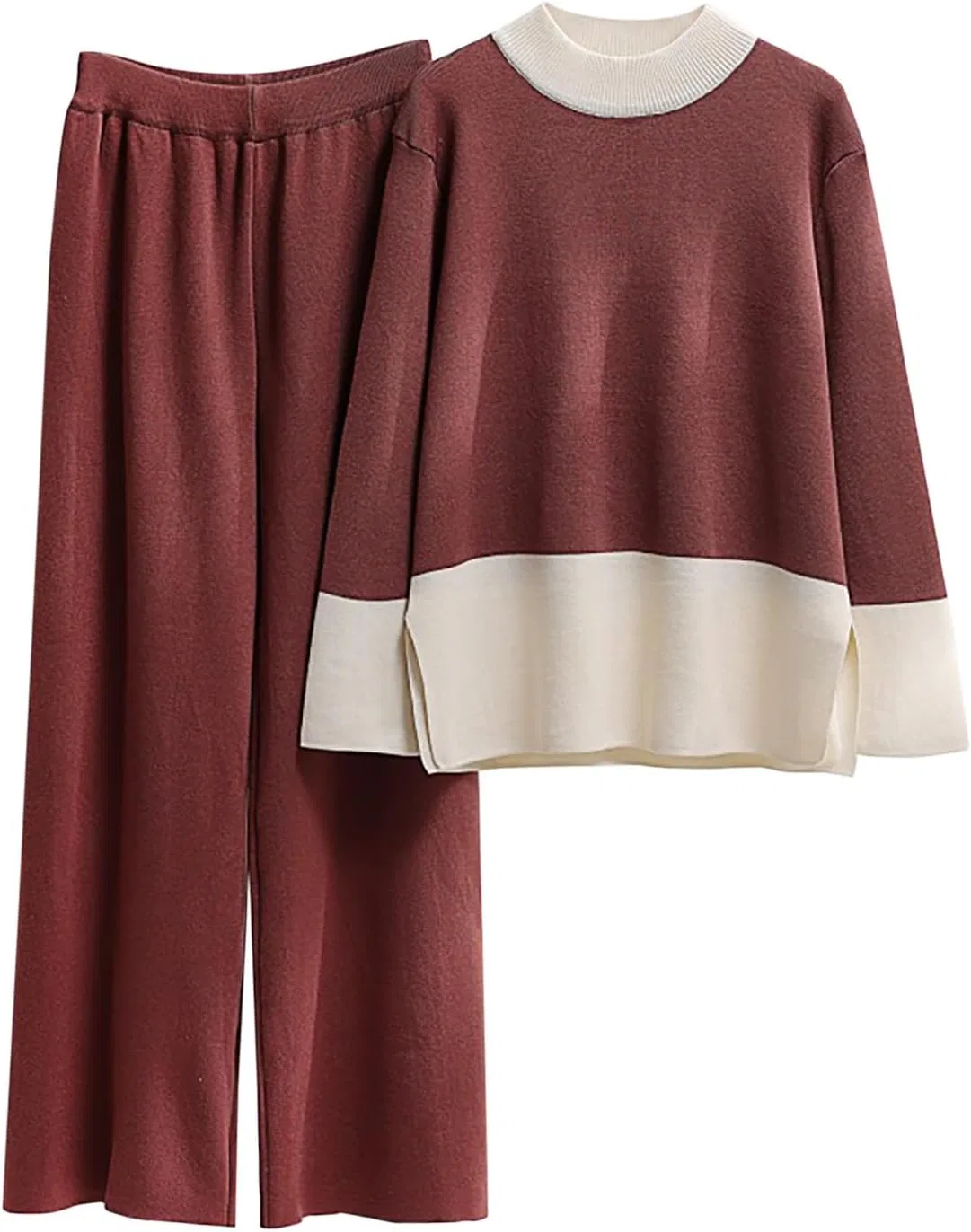 Женский спортивный костюм Ribbed Knit, 2 предмета, красный — фото 2