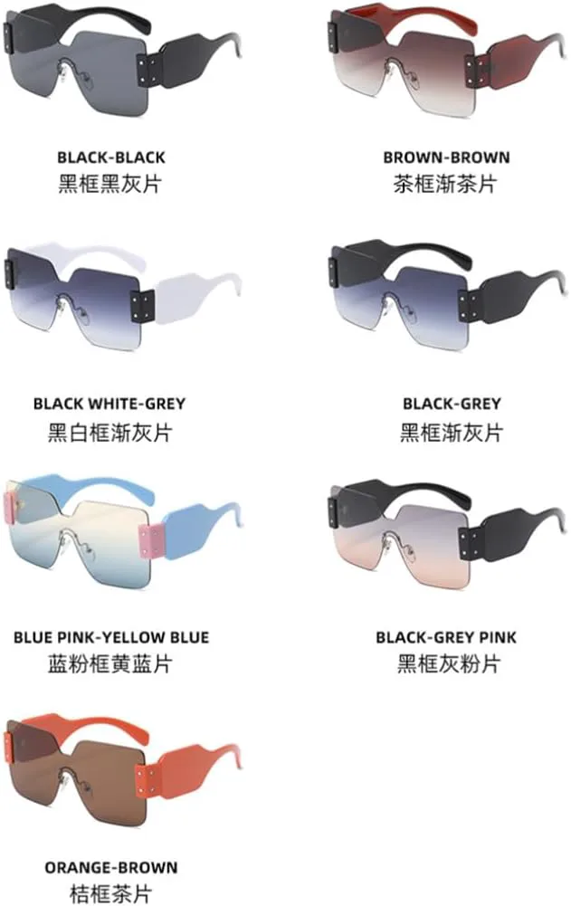 

Модные винтажные солнцезащитные очки большого размера для женщин, без оправы, многоугольные, роскошные, летний стиль, защита от УФ-излучения UV400 VFDHN, 3