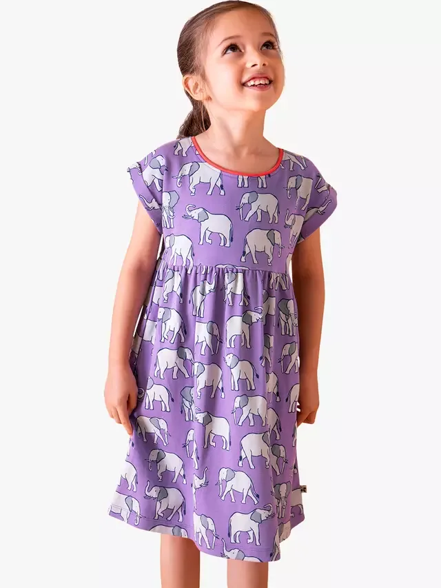 Детское платье с короткими рукавами Фелисити, Парад слонов Frugi — фото 2
