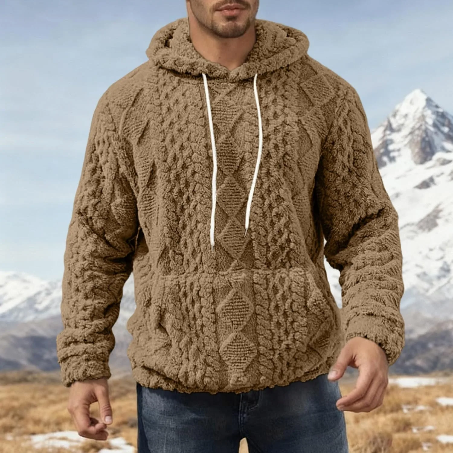 Толстовка с капюшоном Fuzzy Fleece для мужчин, утепленная — фото 4