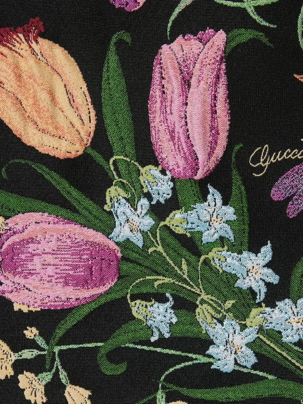 Мини-Платье с цветочным узором из парчи Gucci, черный — фото 2