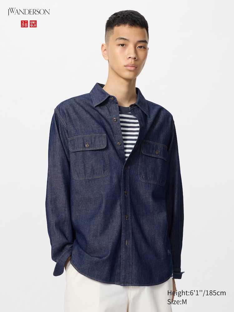 

Рубашка из денима Uniqlo, цвет 68 синий