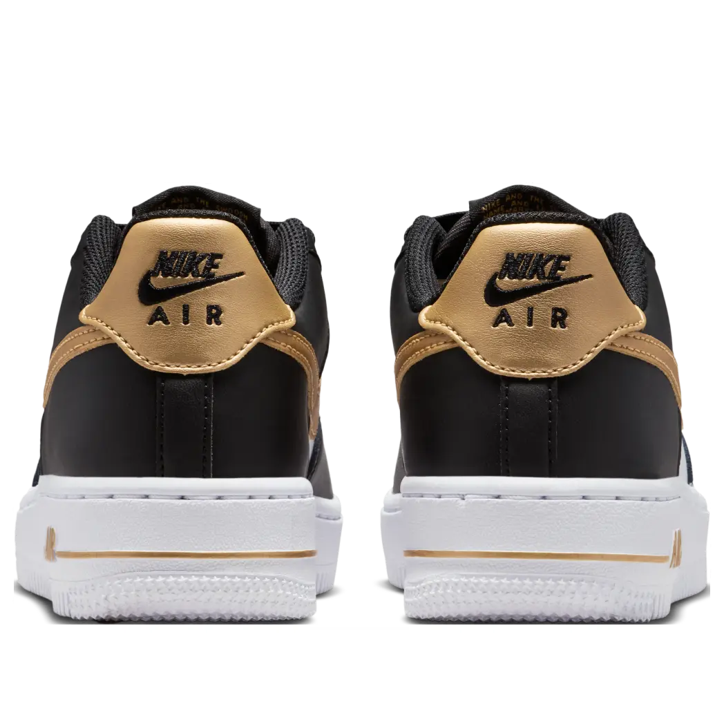 Кроссовки (GS) Nike Air Force 1 Low 'Black White Metallic Gold' — фото 3
