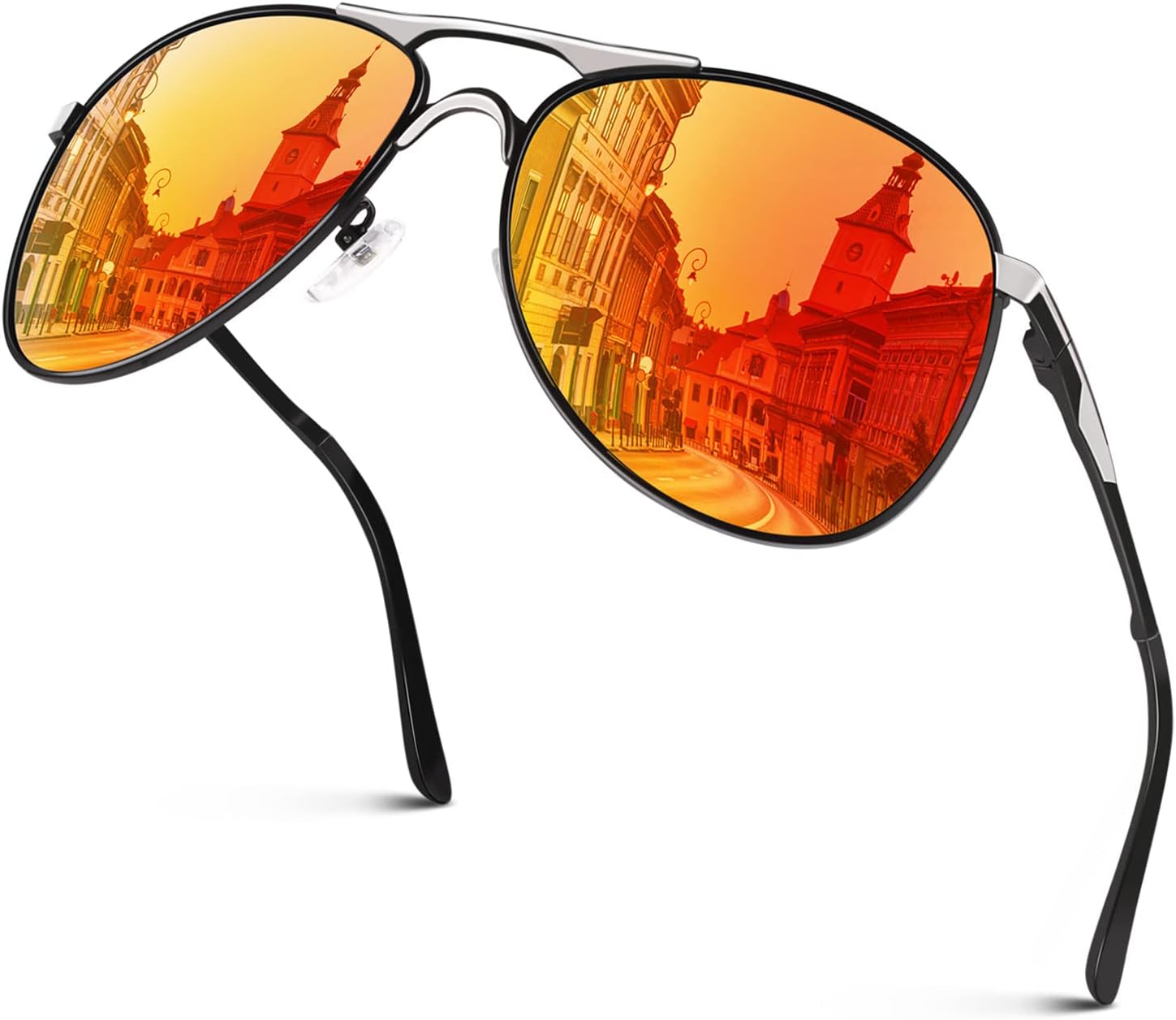 

Классические солнцезащитные очки GQUEEN в стиле милитари, пилотные, поляризованные, с пружинными шарнирами, алюминиево-магниевые, для мужчин и женщин, MOS1, F Black Frame/Orange Lens