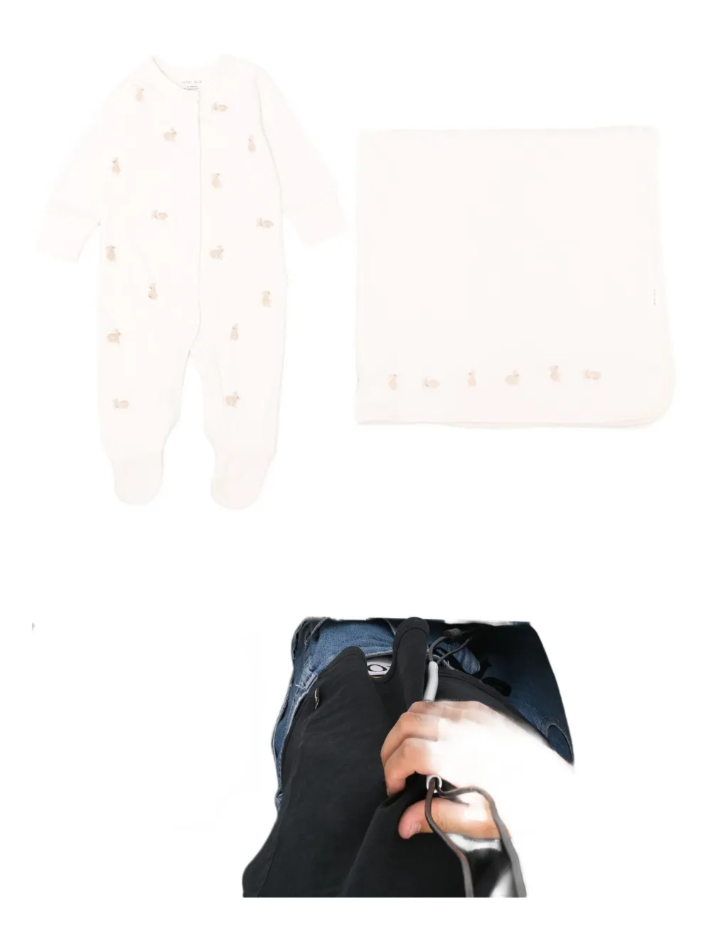 

Комплект детского боди с вышивкой "кролик" Avery Row, черный