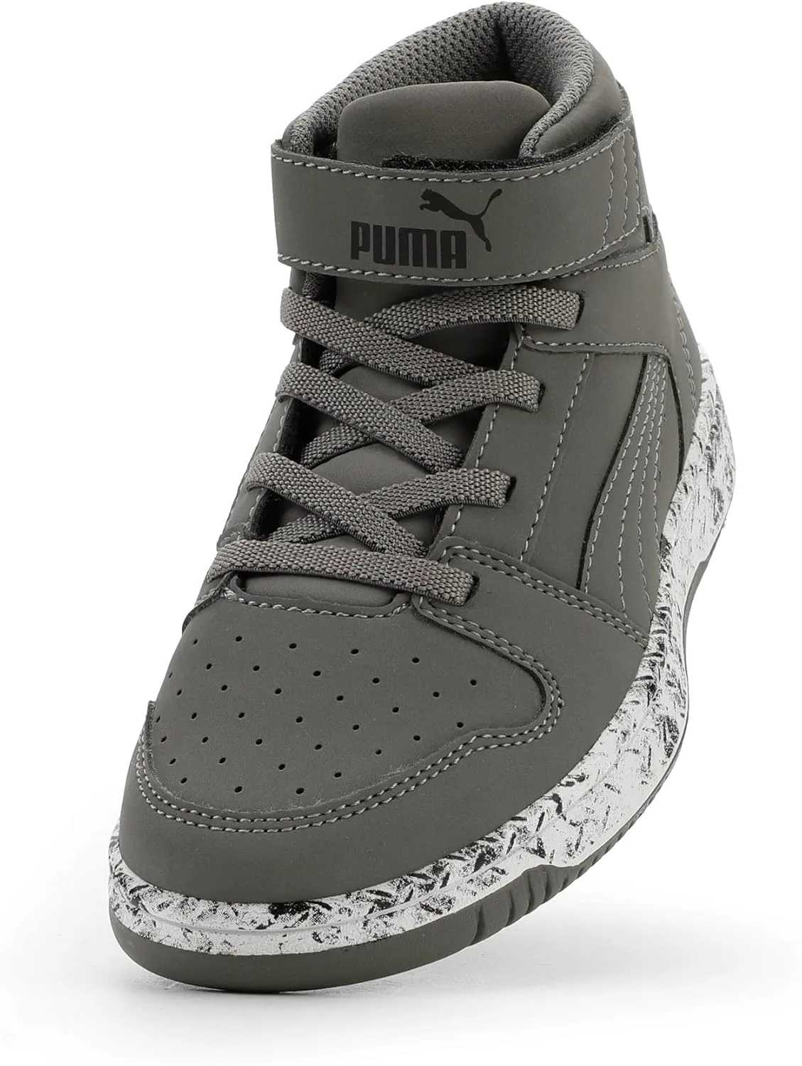 Кроссовки PUMA для детей Rebound Layup Mid на липучках, черно-белый — фото 4