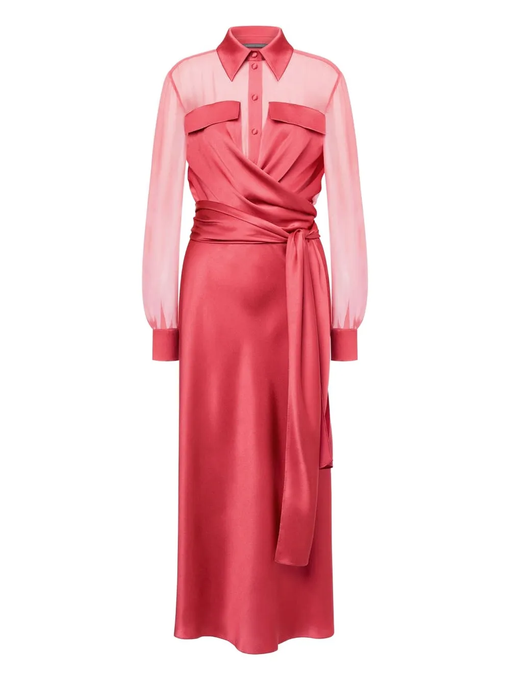 

Платье-рубашка миди с эффектом запаха Alberta Ferretti, розовый