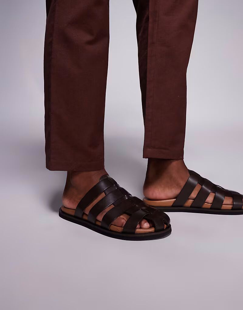 

Сандалии-мюли ASOS DESIGN из коричневой кожи