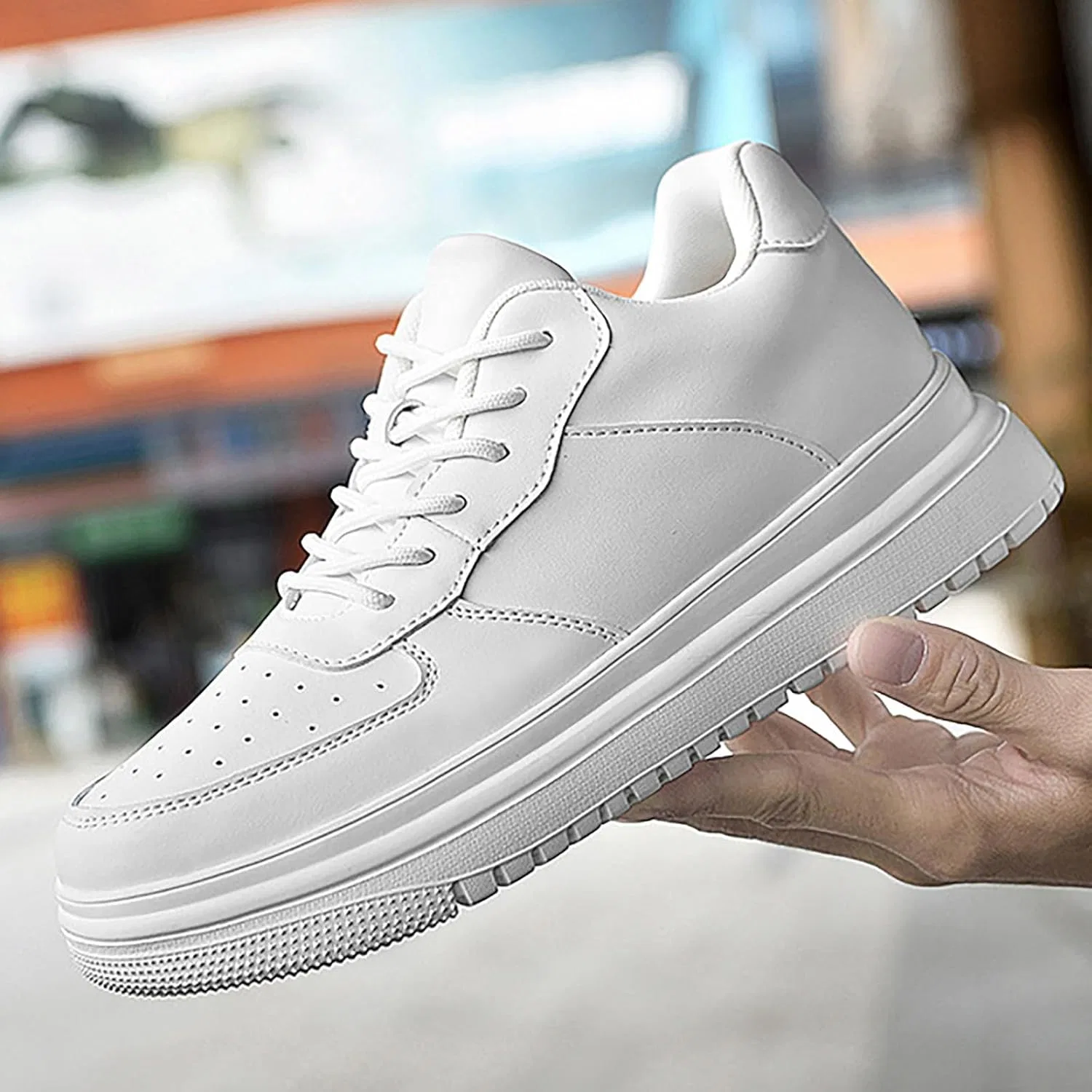 Кроссовки 2026 Schuhe Herren mit Erhöhungen fr Herren, 6/8/10 cm, Unisex, höhenverstellbar, lässige Erhöhungen, rutschfeste, atmungsaktive Turnschuhe Schnrschuhe (11) Generic, Weiß — фото 3
