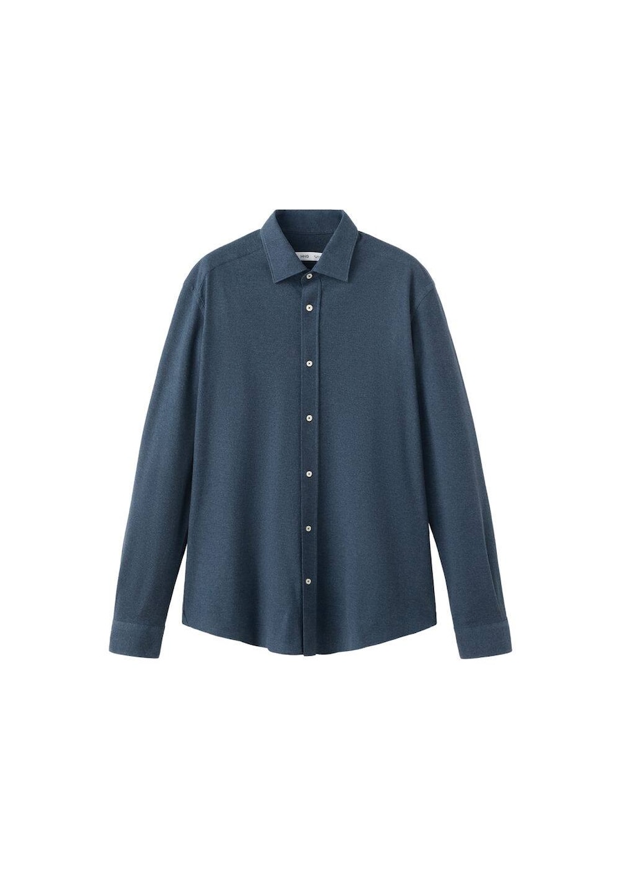 

Рубашка на пуговицах классического кроя MANGO MAN Pique, синий