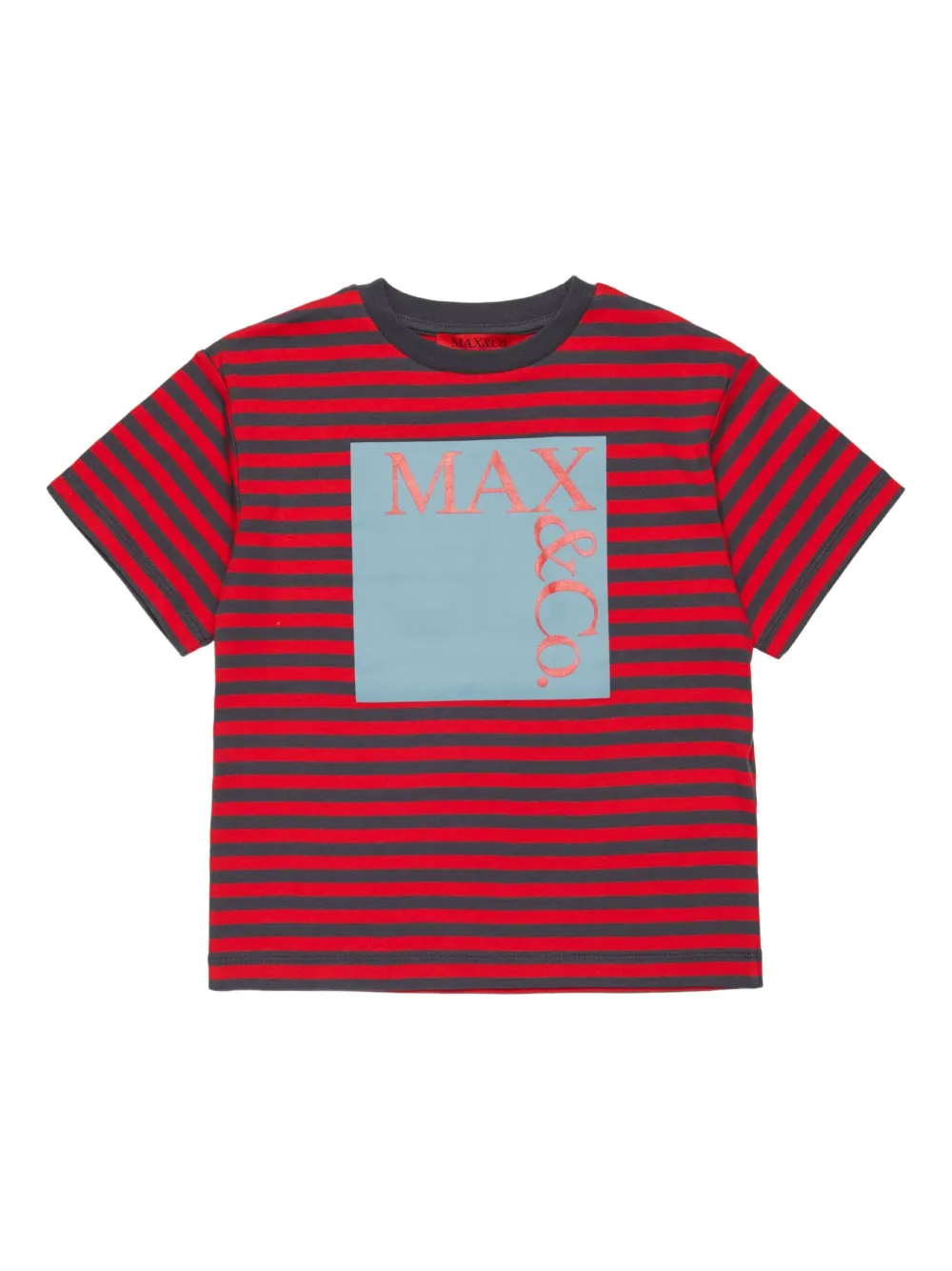 

Полосатая футболка с логотипом MAX&Co. Kids, красный