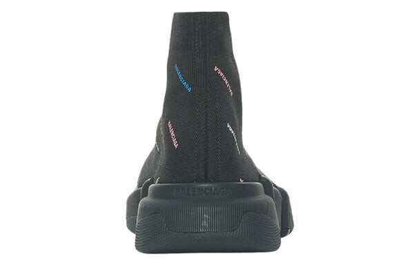 Кроссовки speed 2.0 sneakers 'recycled knit black with multicolor allover logo' Balenciaga, черный — фото 4