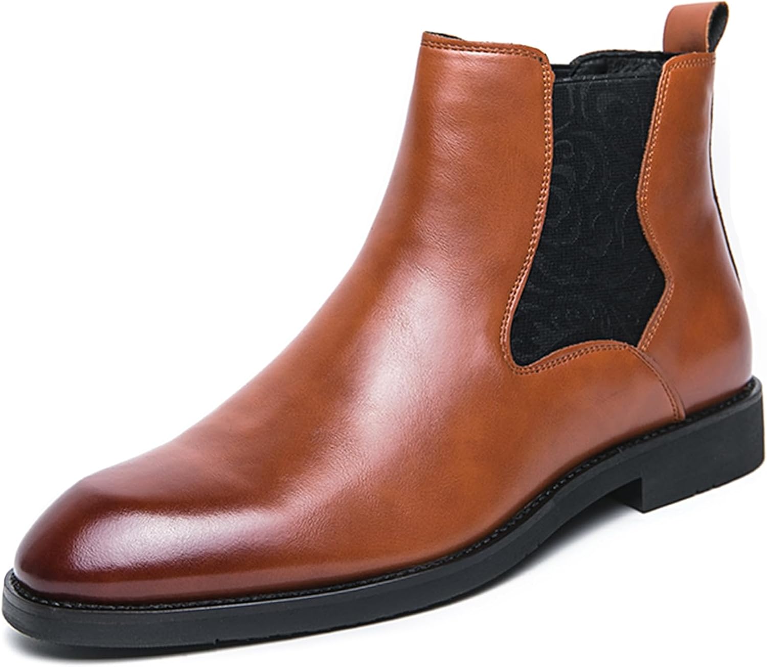 

Мужские кожаные челси ботинки на щиколотку, легкие повседневные слипоны чукка, классические эластичные деловые ботинки Oigunle, коричневый