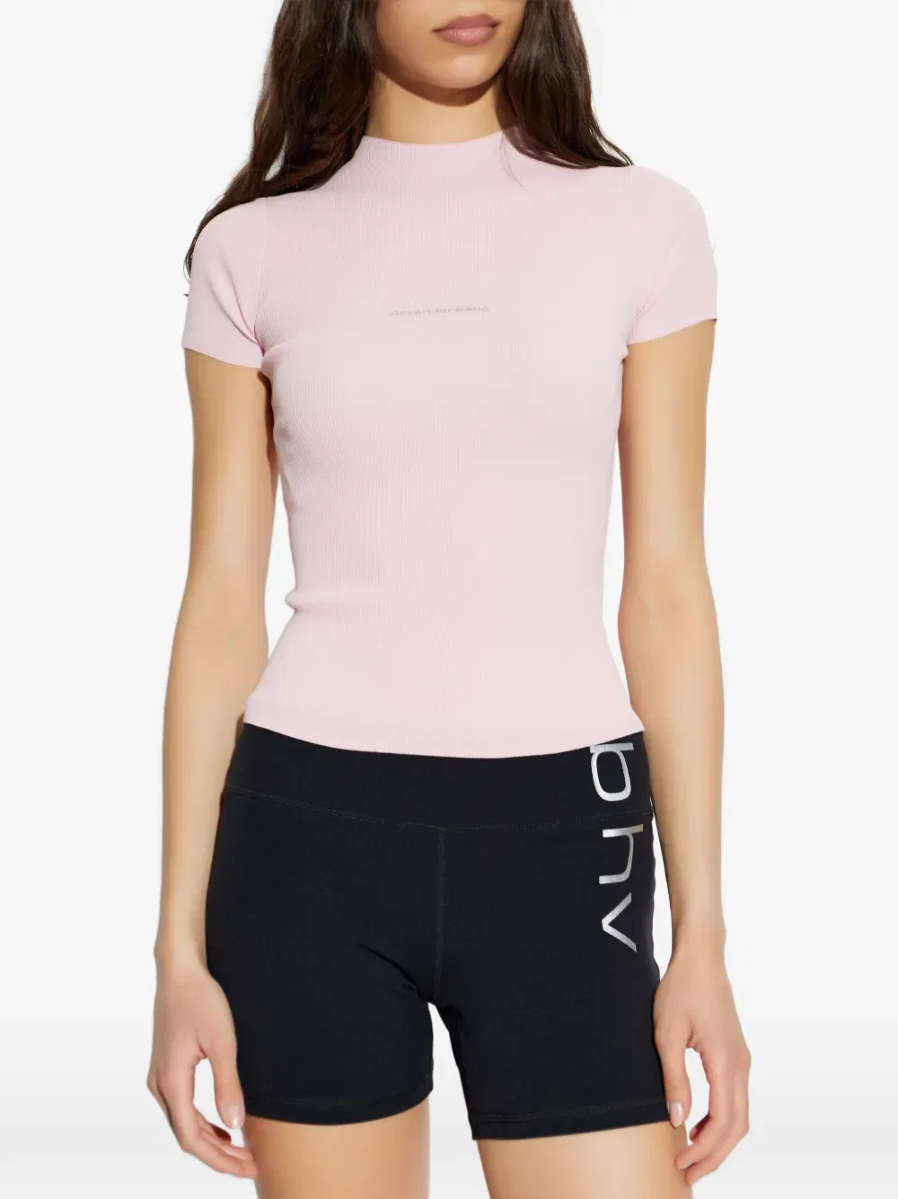 Футболка в рубчик Alexander Wang, розовый — фото 3