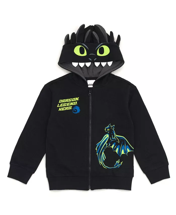 

Детская флисовая толстовка с капюшоном Toothless для косплея How to Train Your Dragon, черный
