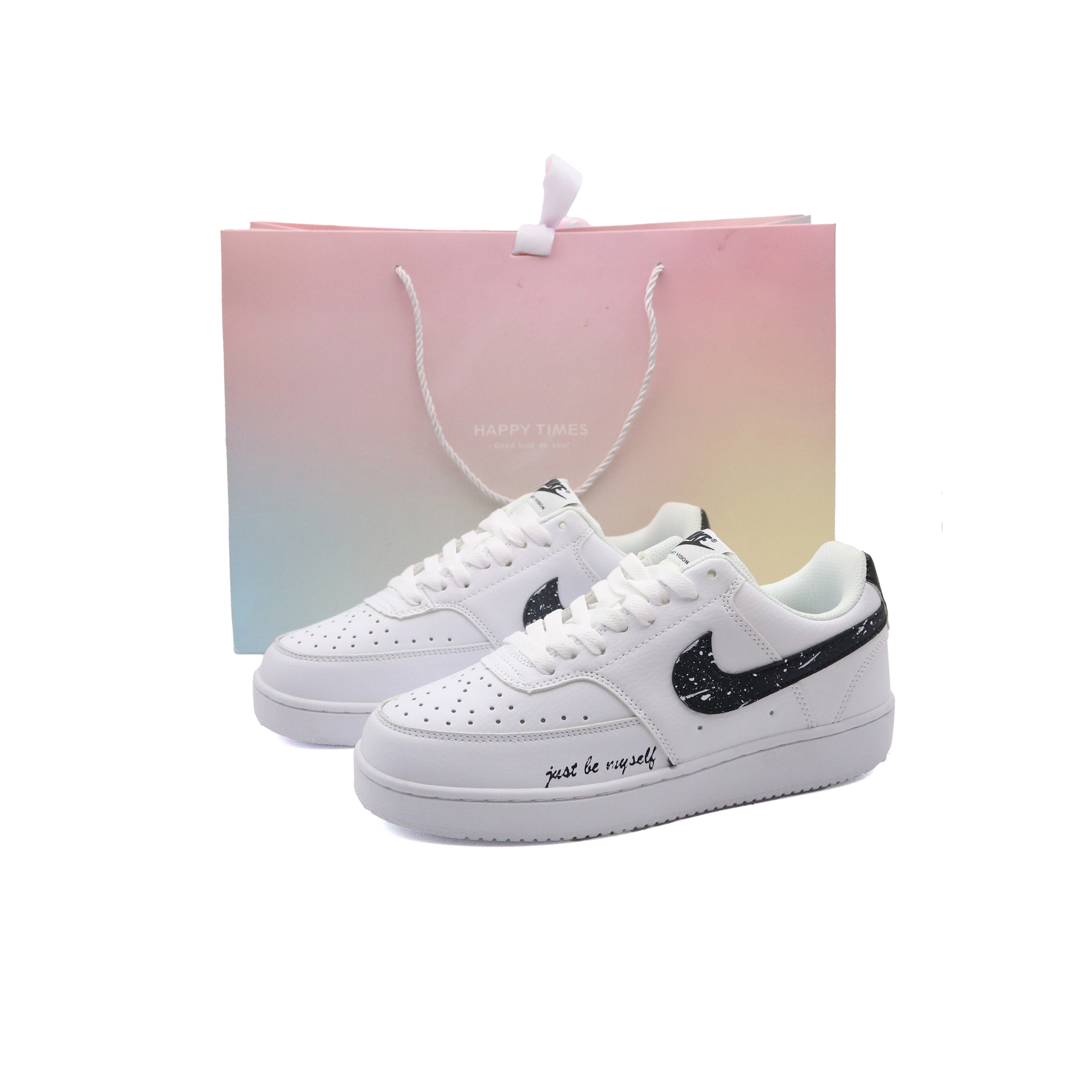 

Nike Кроссовки Court Vision Unisex низкие черно-белые, цвет Black White