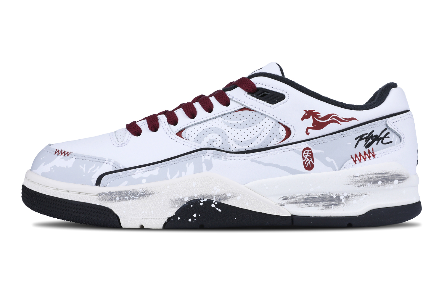 

Jordan FLIGHT COURT Painting Realm, Red Horse Mystic Pattern Abrasion Resistant Low top Vintage Basketball Shoes Unisex