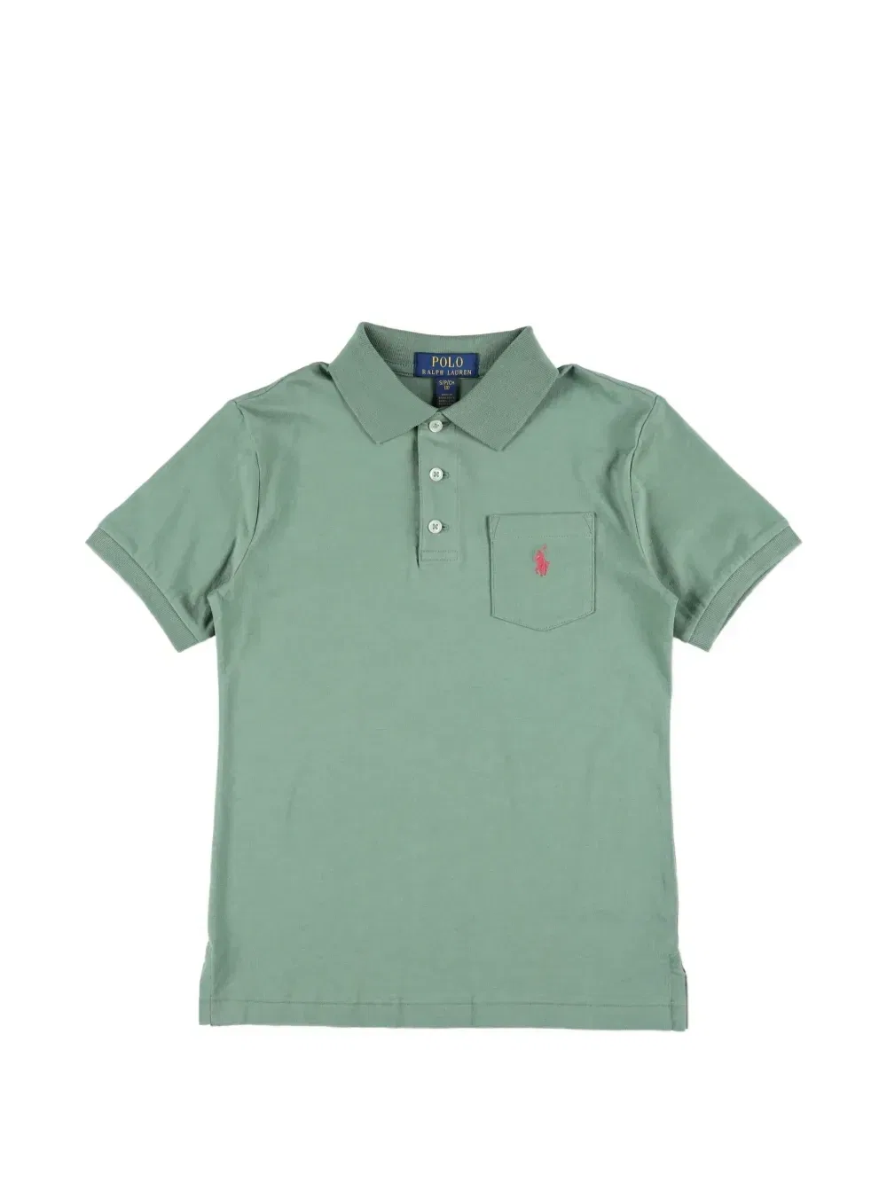 Футболка-поло с вышитым логотипом и карманом POLO RALPH LAUREN KIDS, зеленый