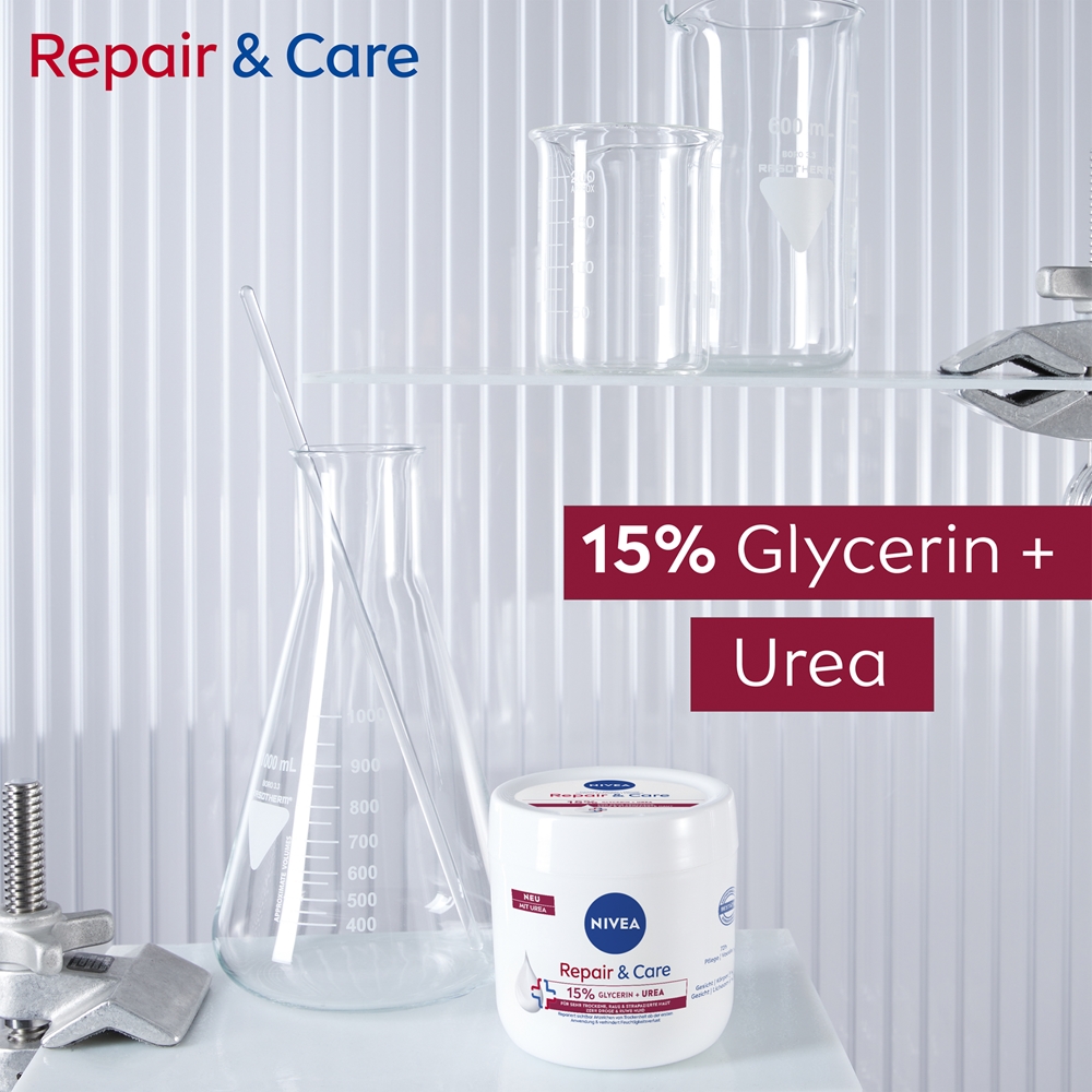 Восстанавливающий крем для тела с мочевиной Repair & Care для сухой и очень сухой кожи Nivea, 400 мл — фото 2