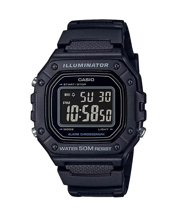 

Мужские цифровые черные часы из смолы 43,2 мм, W218H-1BV Casio