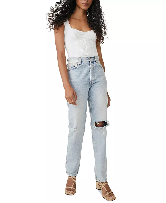 

Женский корсетный топ с ребристой вязкой Boss Babe Free People, белый