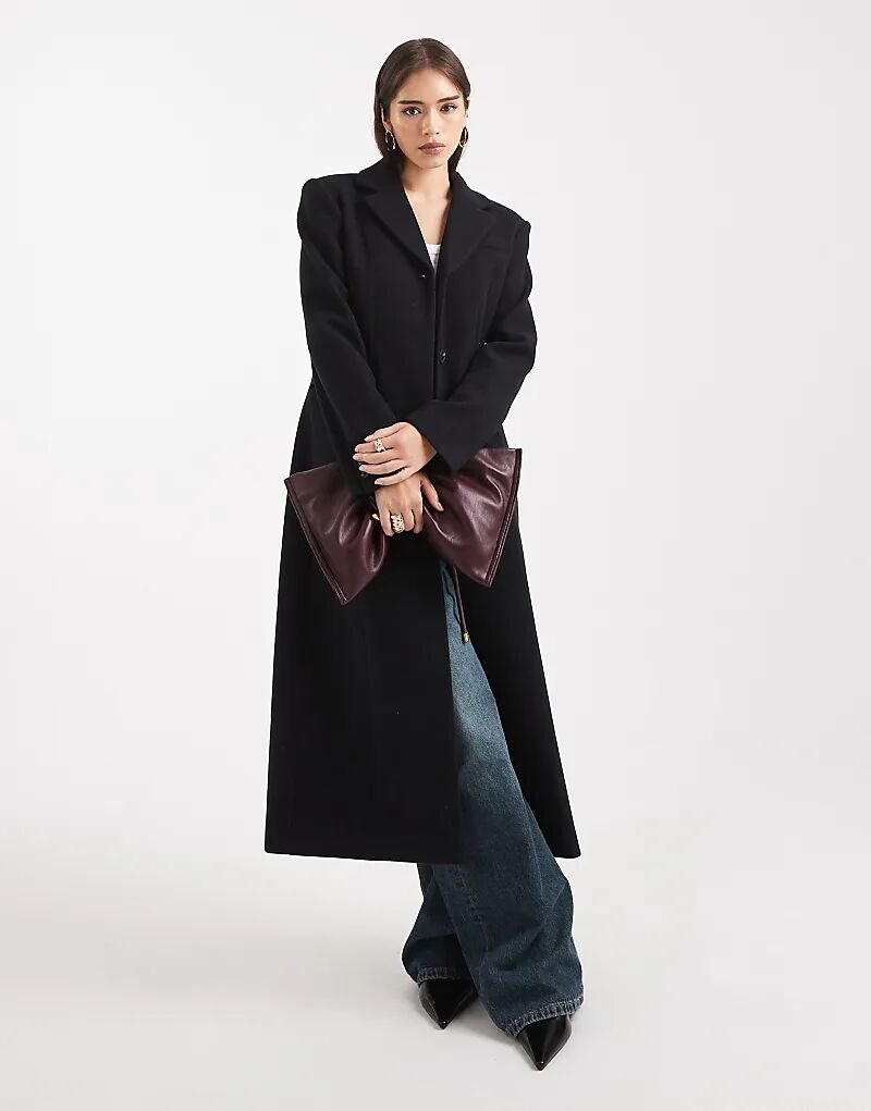 

Длинное деловое пальто ASOS DESIGN с зауженной талией темно-синего цвета