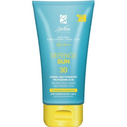 

BioNike Defense Sun Face Cream 30+ для нормальной и сухой кожи, антиоксидант, водостойкий и неклейкий, тройная легкая защита, 50 мл
