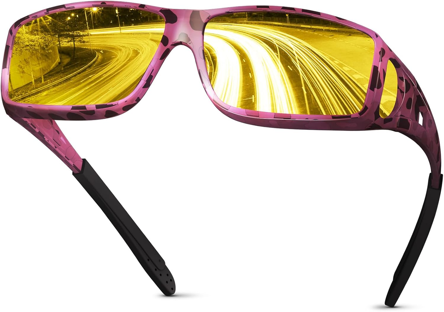 

Очки для вождения в ночное время для мужчин и женщин, надеваются поверх солнцезащитных очков, поляризованные, с защитой от бликов, HD-очки ночного видения FIONOFY, F10 Leopard/ Yellow Night Vision Lens