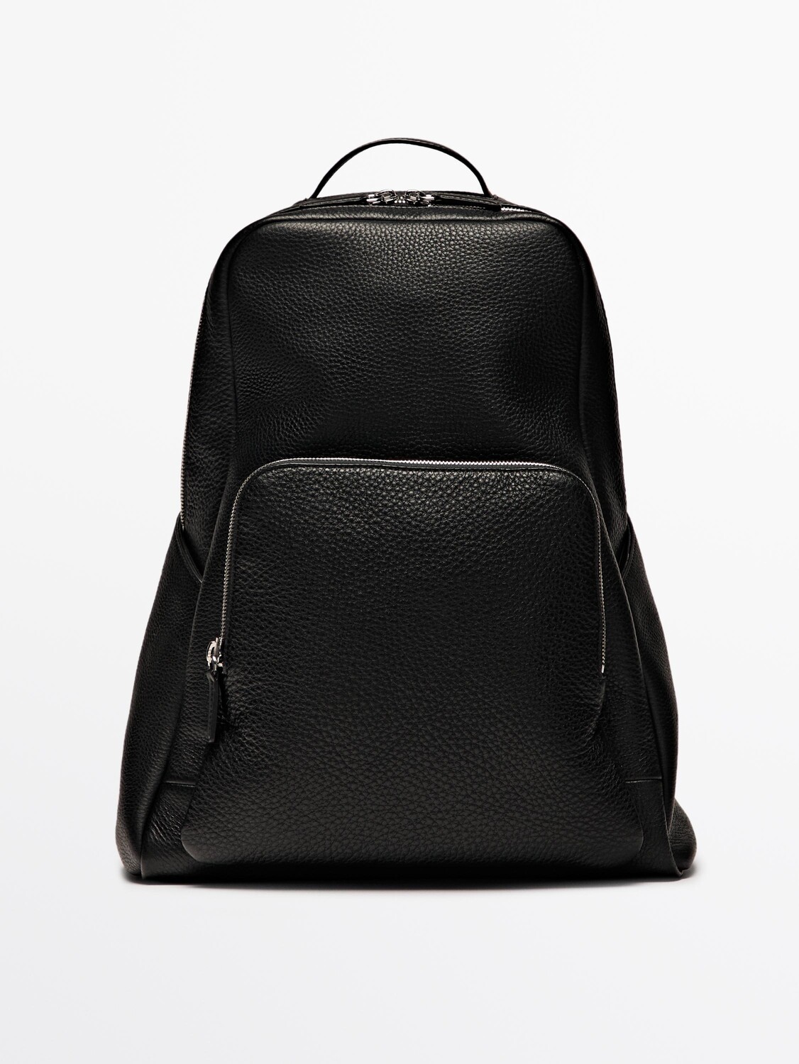 

Рюкзак из кожи наппа с молнией Massimo Dutti, черный