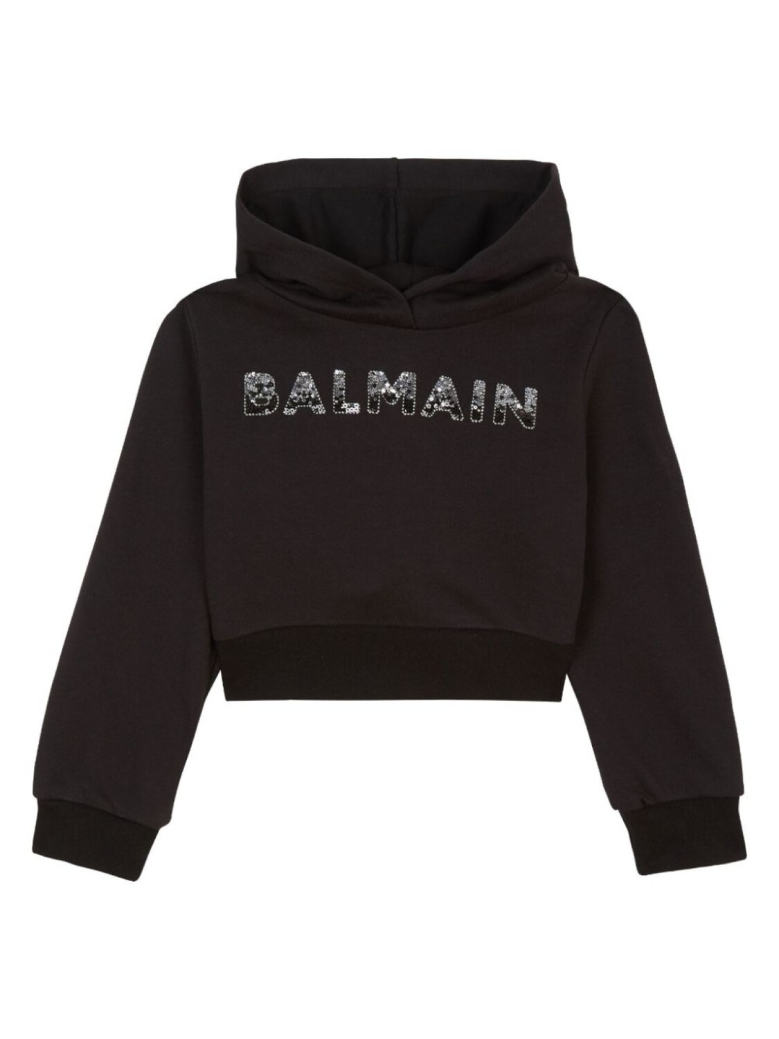 

Balmain Kids укороченное худи с логотипом из пайеток, черный