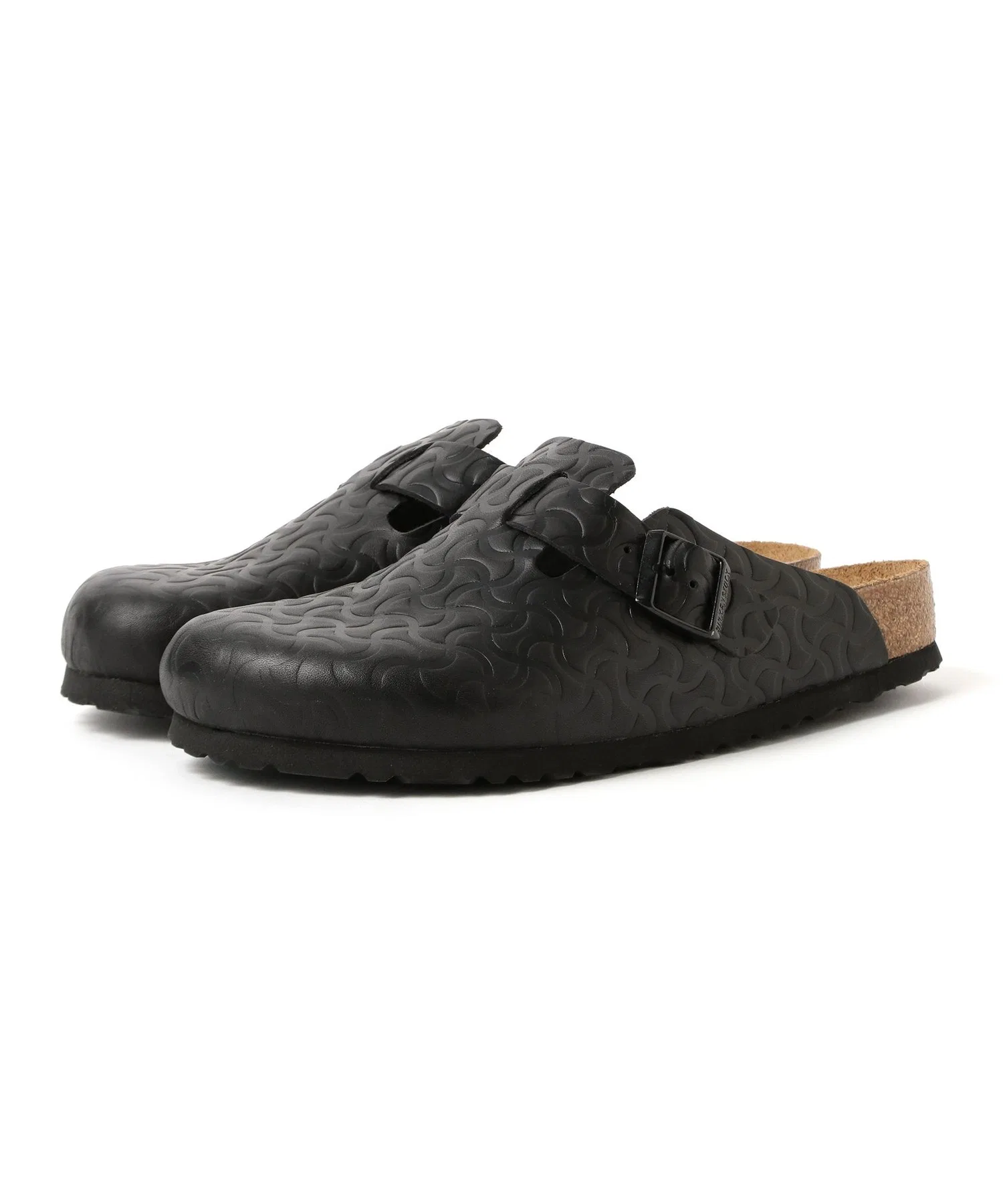 Мужские кожаные сандалии Birkenstock Boston Bone Pattern чёрные — фото 3