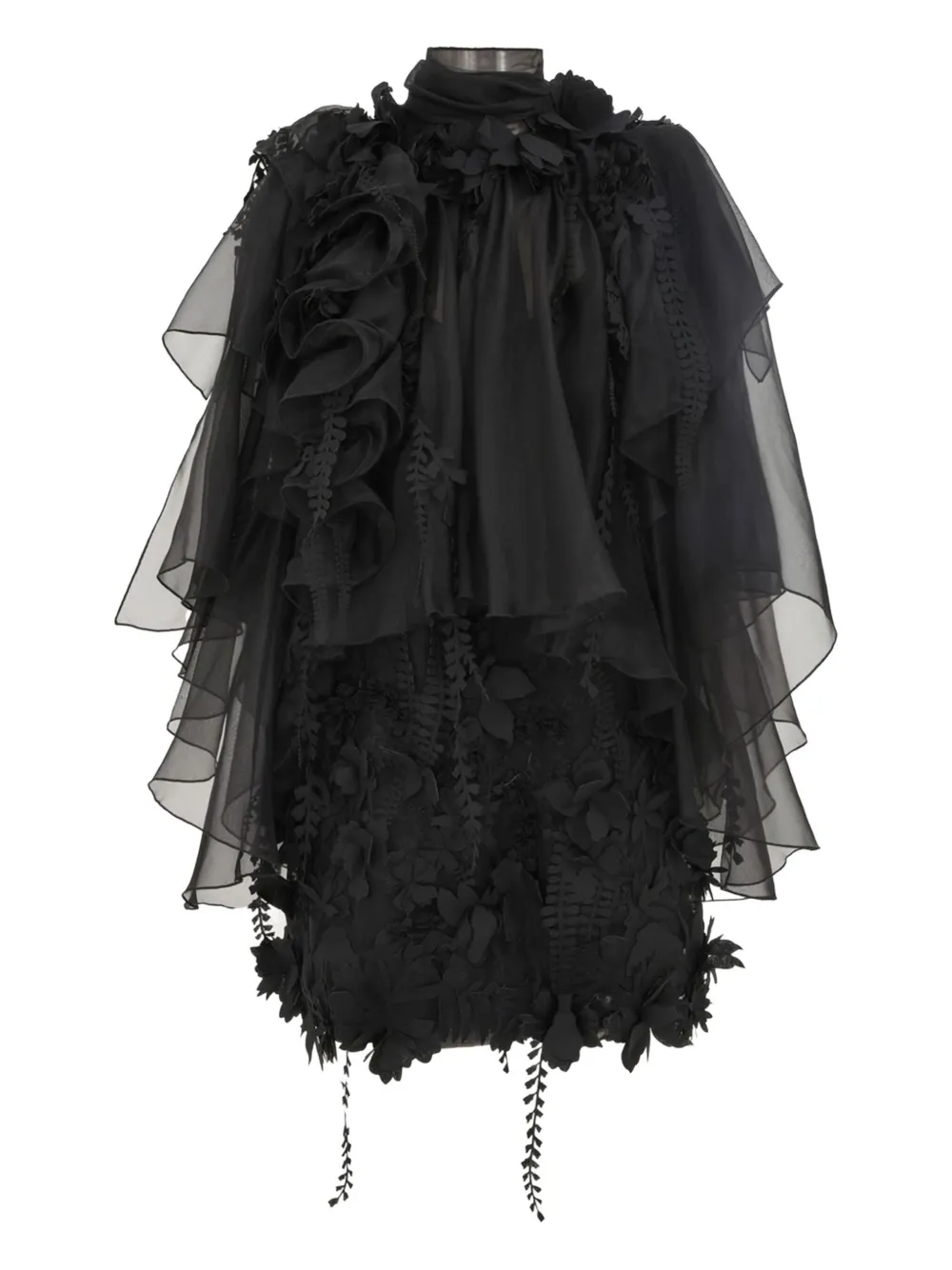 

Мини-платье с оборками ZIMMERMANN, черный